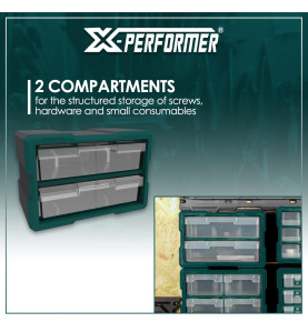 Organiseur 2 compartiments compatible avec le concept rangement X-Performer