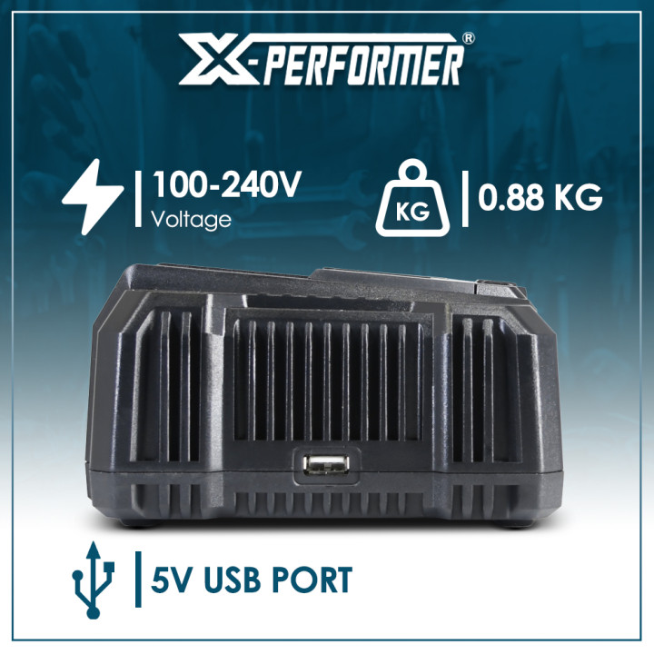 Chargeur super rapide ventilé avec port USB pour batterie concept X-Performer