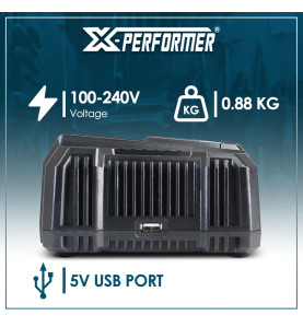 Chargeur super rapide ventilé avec port USB pour batterie concept X-Performer