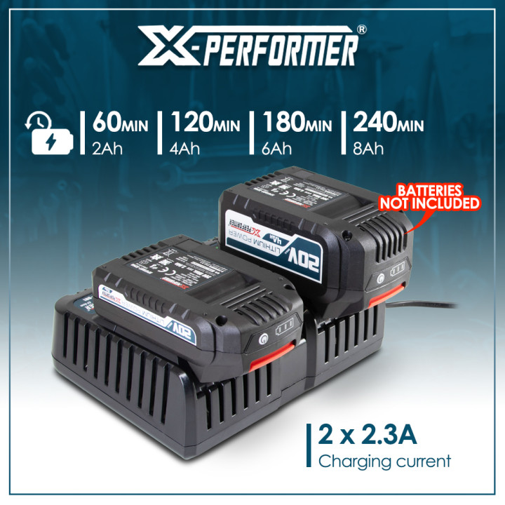 Chargeur double rapide avec ports USB pour batterie concept X-Performer