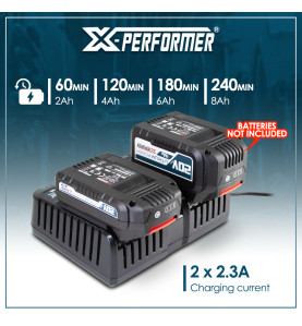Chargeur double rapide avec ports USB pour batterie concept X-Performer