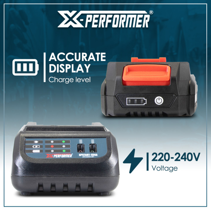 Kit de démarrage composé d'une batterie 2A et d'un chargeur simple pour concept X-Performer.