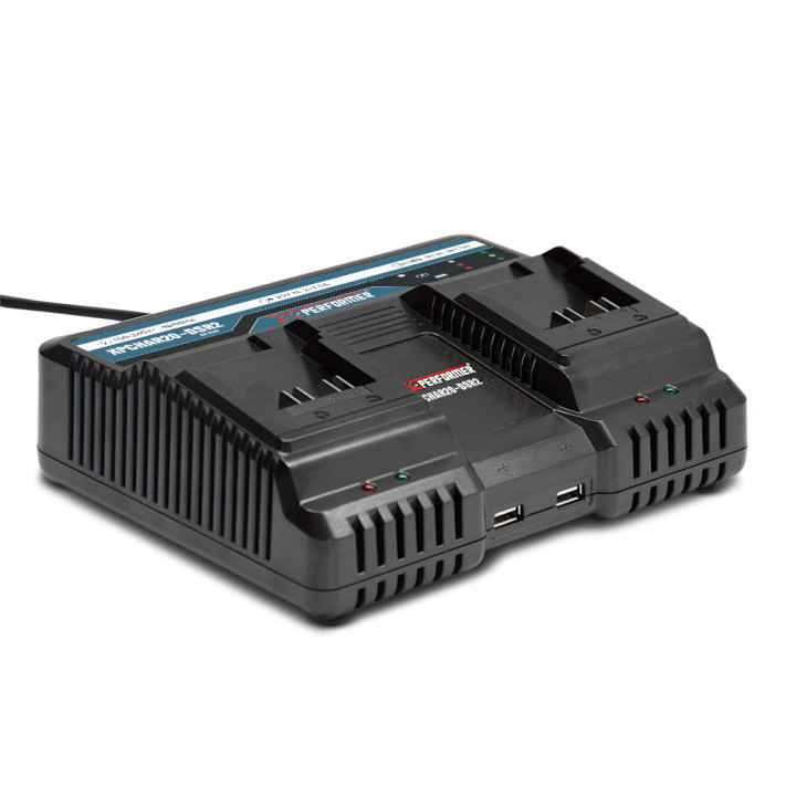 Chargeur double super rapide ventilé avec ports USB pour batterie concept X-Performer