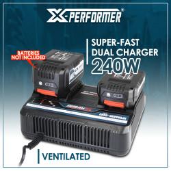 Chargeur double super rapide ventilé avec ports USB pour batterie concept X-Performer