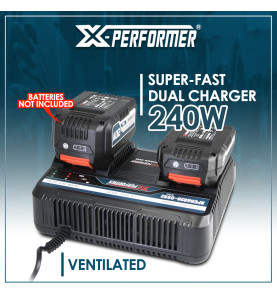 Chargeur double super rapide ventilé avec ports USB pour batterie concept X-Performer