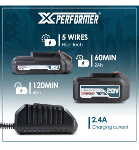 Kit de démarrage composé d'une batterie 2A, une 4A et d'un chargeur simple pour concept X-Performer.