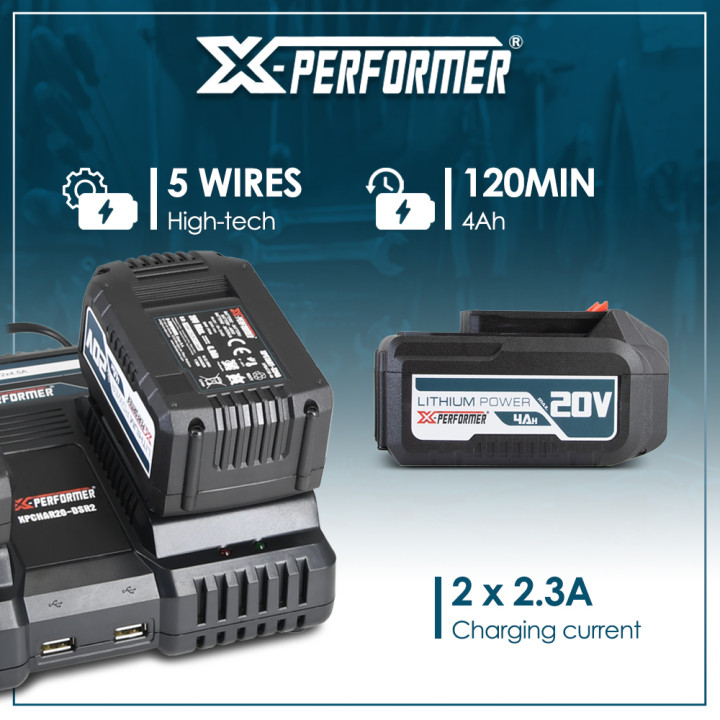 Kit de démarrage composé de 2 batteries 4A et un chargeur double pour concept X-Performer.