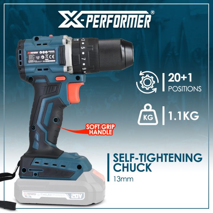 Perceuse visseuse percussion 20V - 50Nm avec moteur brushless livrée sans batterie ni chargeur