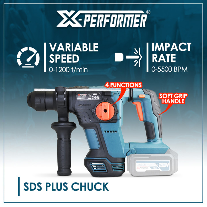 Marteau perforateur sans fil 20V - 4 joules avec moteur brushless livré sans batterie ni chargeur