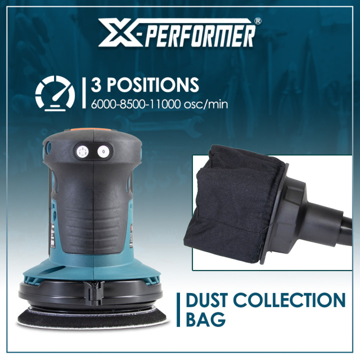 Ponceuse excentrique 20V max - 125mm avec moteur brushless livrée sans batterie ni chargeur
