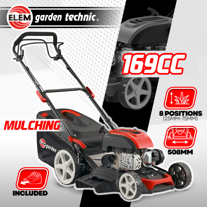Tondeuse thermique tractée 169 CC - 508mm avec éjection latérale et mulching