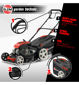 Tondeuse thermique tractée 169 CC - 508mm avec éjection latérale et mulching