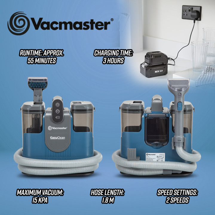 Aspirateur - nettoyeur de tapis et tissus rechargeable 24V - 15 Kpa