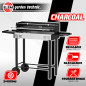 Barbecue charbon de bois avec roues et broche, surface de cuisson 68x33cm