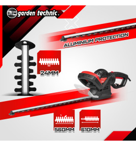 Taille haies électrique 710W - Lame 61cm - Poignée arrière rotative - Elem Garden