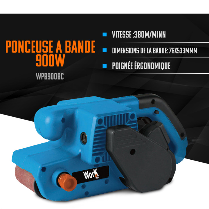 Ponceuse à bande 900W 76x533mm - Work Men
