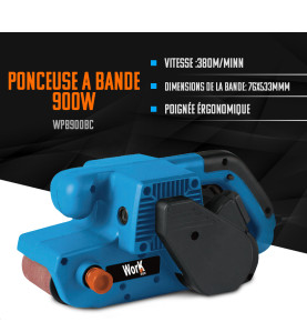 Ponceuse à bande 900W 76x533mm - Work Men