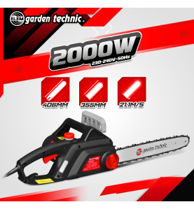Tronçonneuse électrique 2000W - Guide 40cm - 12,1 m/s - Elem garden