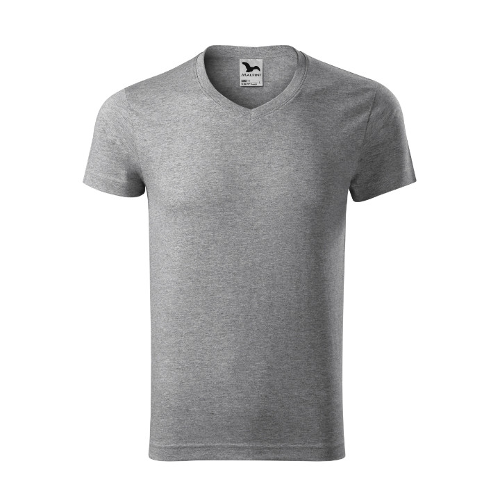 Tee-shirt homme Slim Fit V-neck 146 - gris chiné foncé
