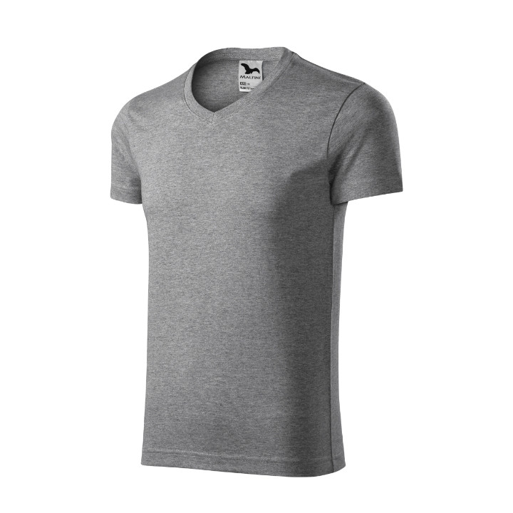 Tee-shirt homme Slim Fit V-neck 146 - gris chiné foncé