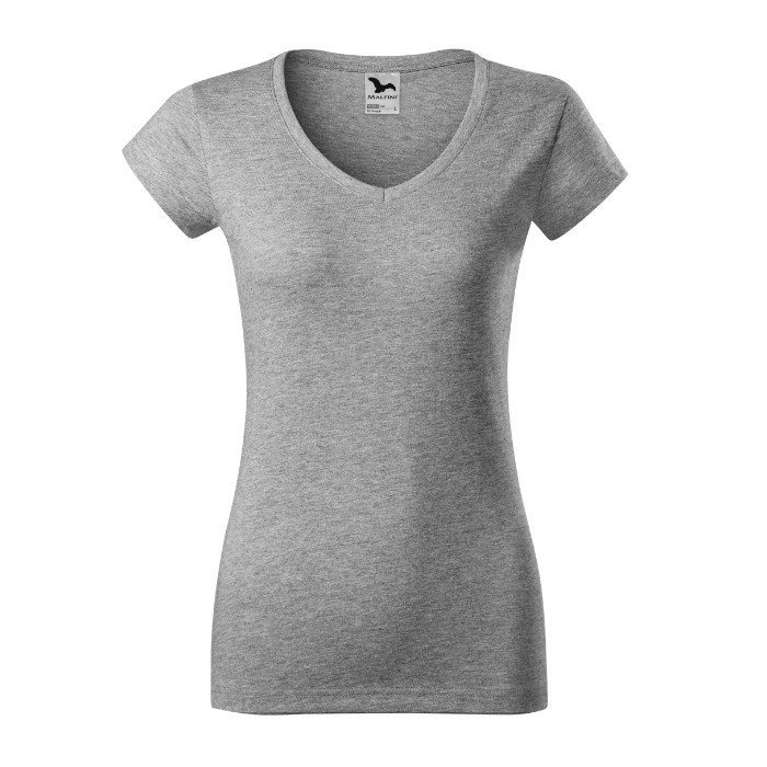 Tee-shirt femme Fit V-neck 162 - gris chiné foncé
