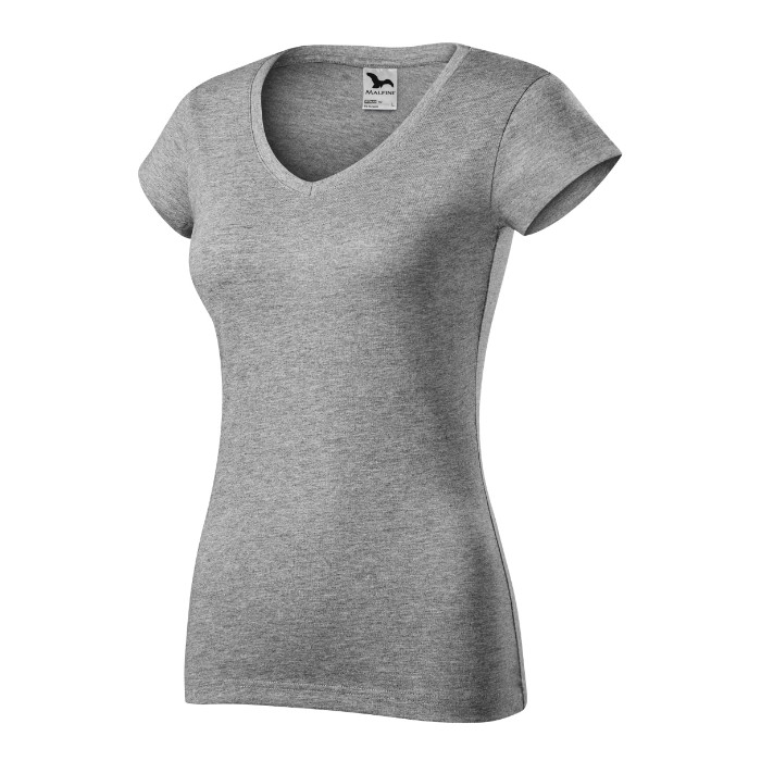 Tee-shirt femme Fit V-neck 162 - gris chiné foncé