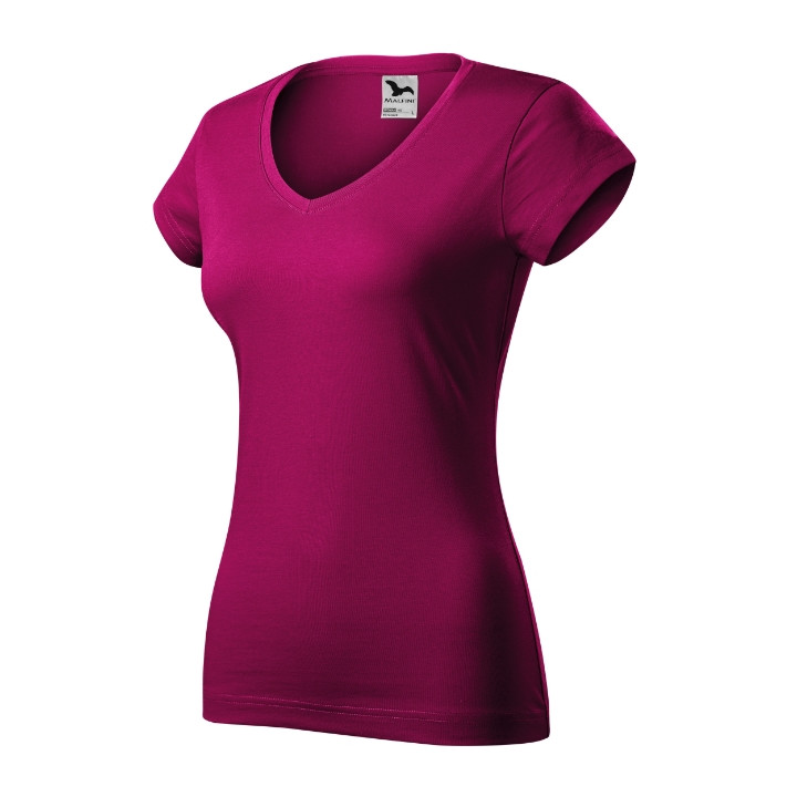 Tee-shirt femme Fit V-neck 162 - fuchsia red