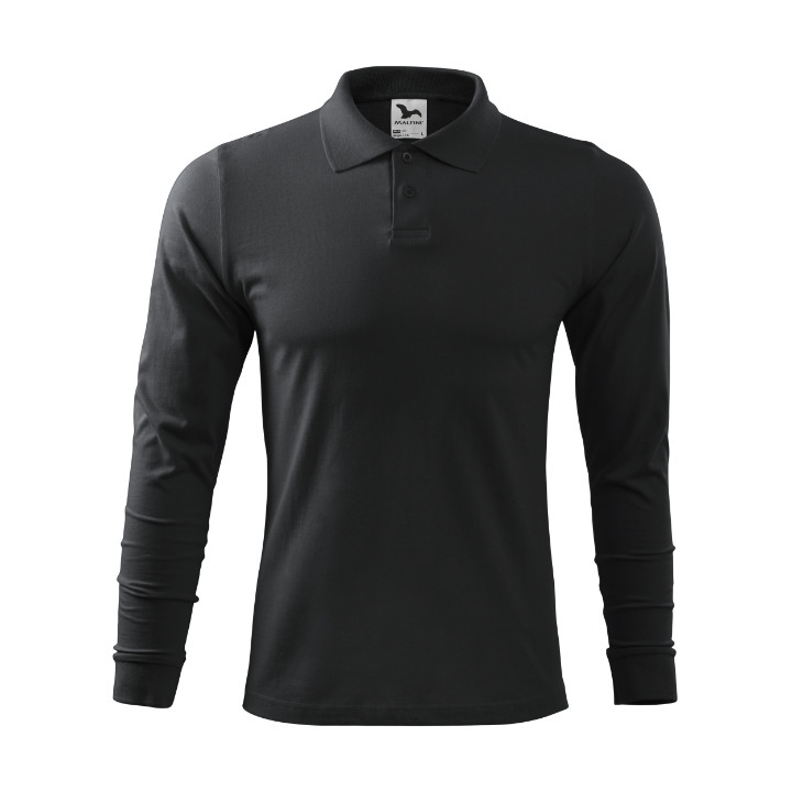 Polo homme Single J. LS 211 - ebony gray