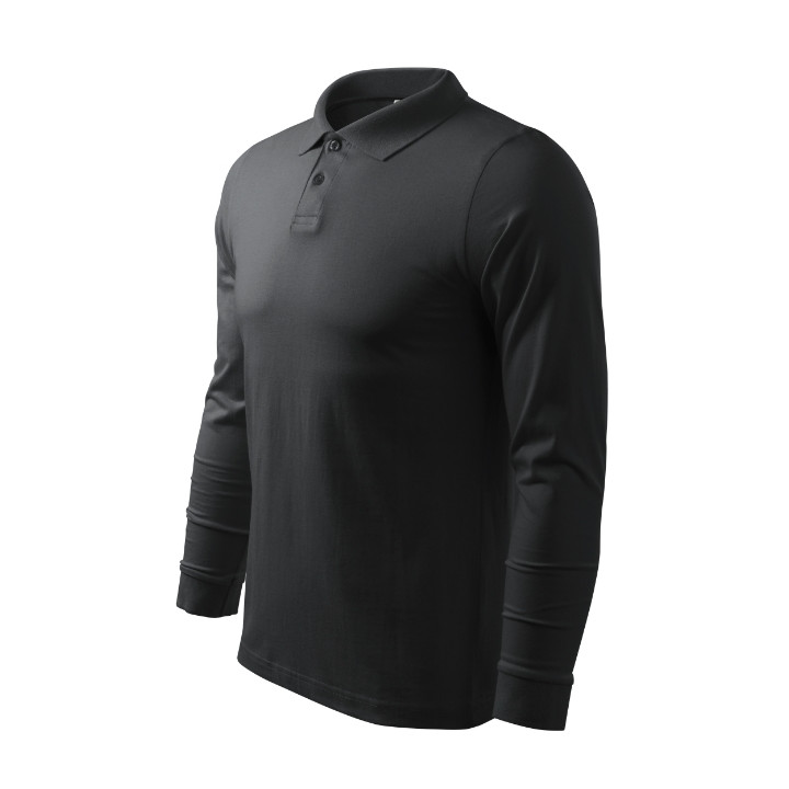 Polo homme Single J. LS 211 - ebony gray