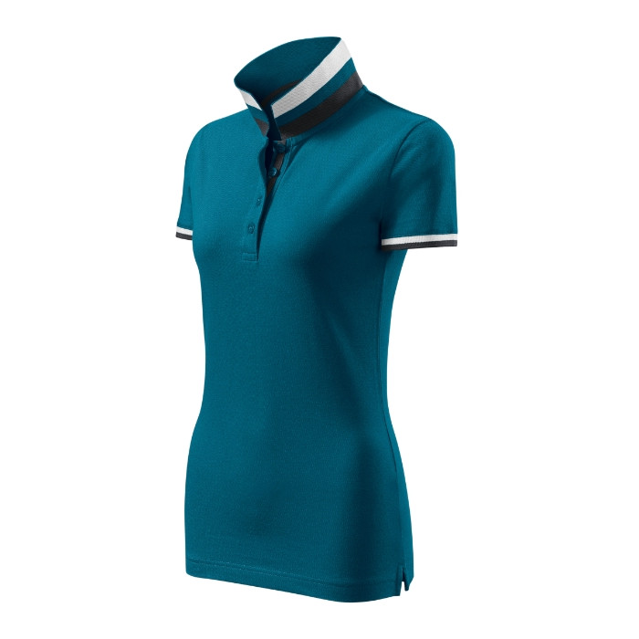Polo femme Collar Up 257 - bleu pétrole