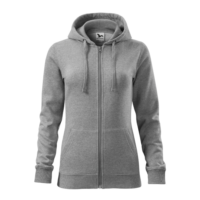 Sweatshirt femme Trendy Zipper 411 - gris chiné foncé