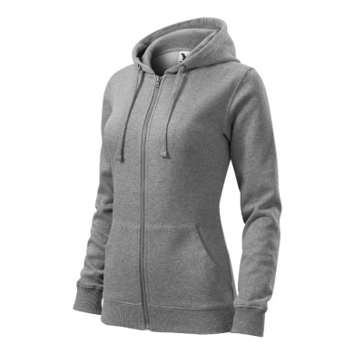 Sweatshirt femme Trendy Zipper 411 - gris chiné foncé