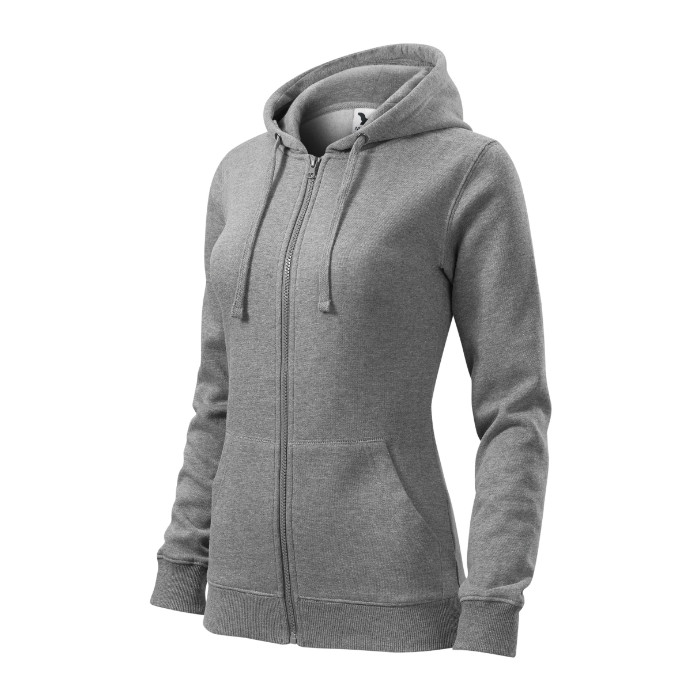 Sweatshirt femme Trendy Zipper 411 - gris chiné foncé