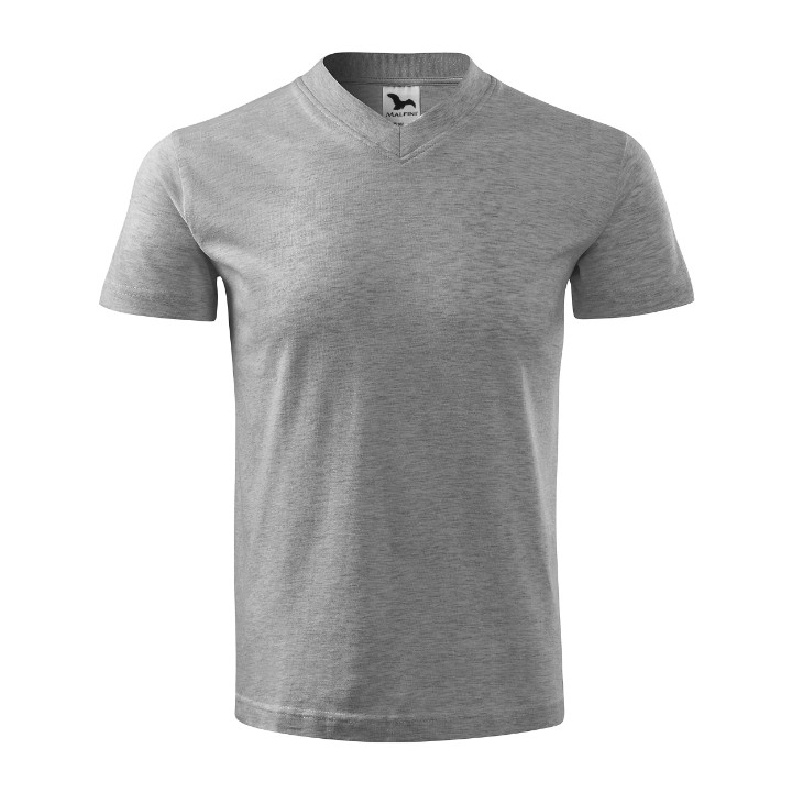 Tee-shirt unisex V-neck 102 - gris chiné foncé