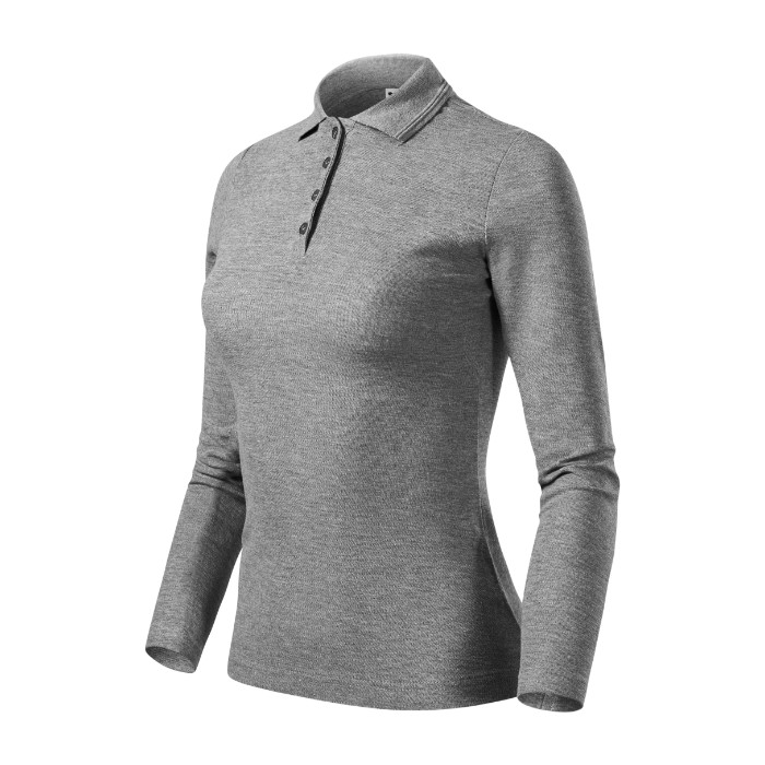 Polo femme Pique Polo LS 231 - gris chiné foncé