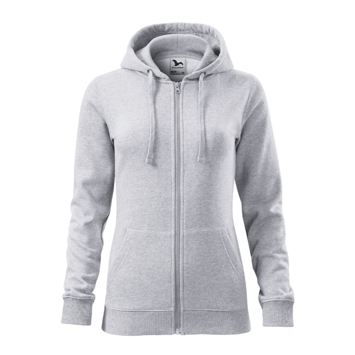 Sweatshirt femme Trendy Zipper 411 - gris chiné clair