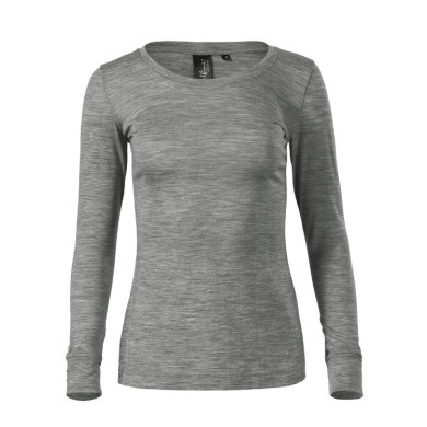 Tee-shirt femme Merino Rise LS 160 - gris chiné foncé