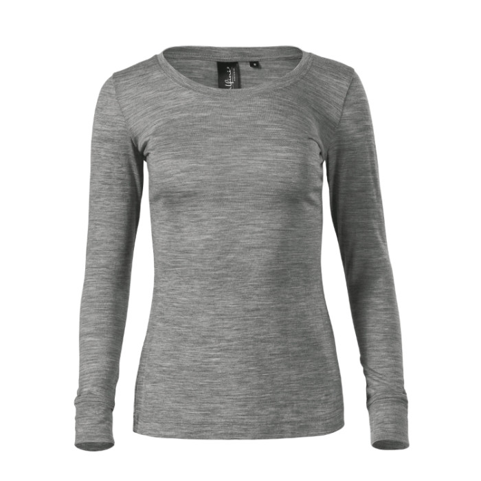 Tee-shirt femme Merino Rise LS 160 - gris chiné foncé
