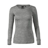 Tee-shirt femme Merino Rise LS 160 - gris chiné foncé