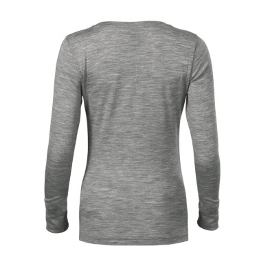Tee-shirt femme Merino Rise LS 160 - gris chiné foncé