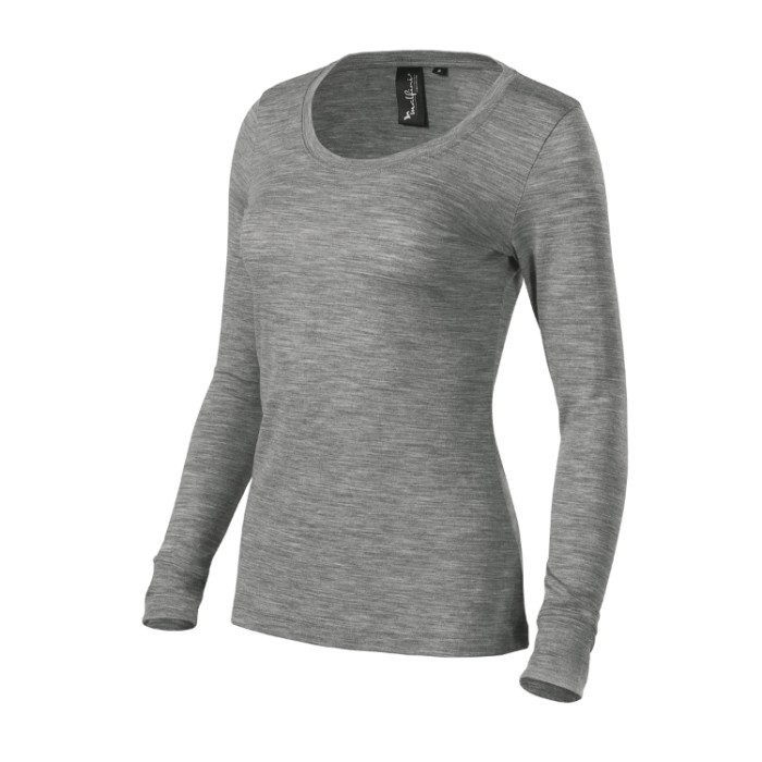 Tee-shirt femme Merino Rise LS 160 - gris chiné foncé