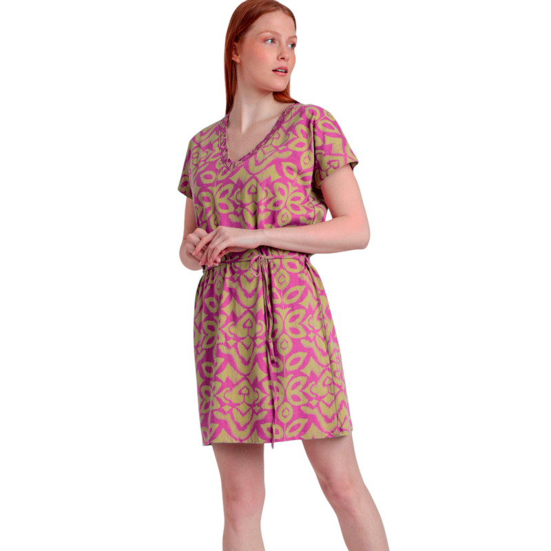 Robe estivale manches courtes Pink And Green