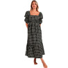 Robe longue estivale demi-manches col carré Dreams