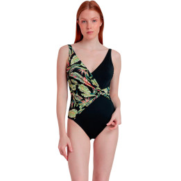 Maillot de bain une pièce préformé croisé gainant Jungle