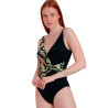Maillot de bain une pièce préformé croisé gainant Jungle