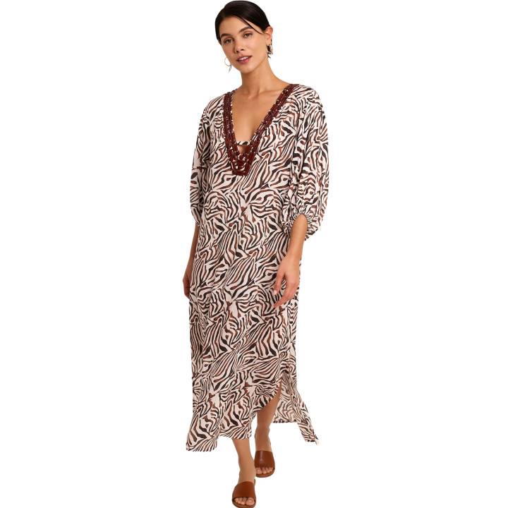 Robe tunique longue de plage manches mi-longues UTOPIA