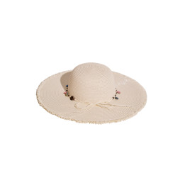 Chapeau de soleil large à perles Pamela