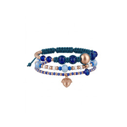 Ensemble de trois bracelets bleu et doré Complementos