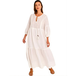 Robe estivale longue manches trois-quart Boho Chic