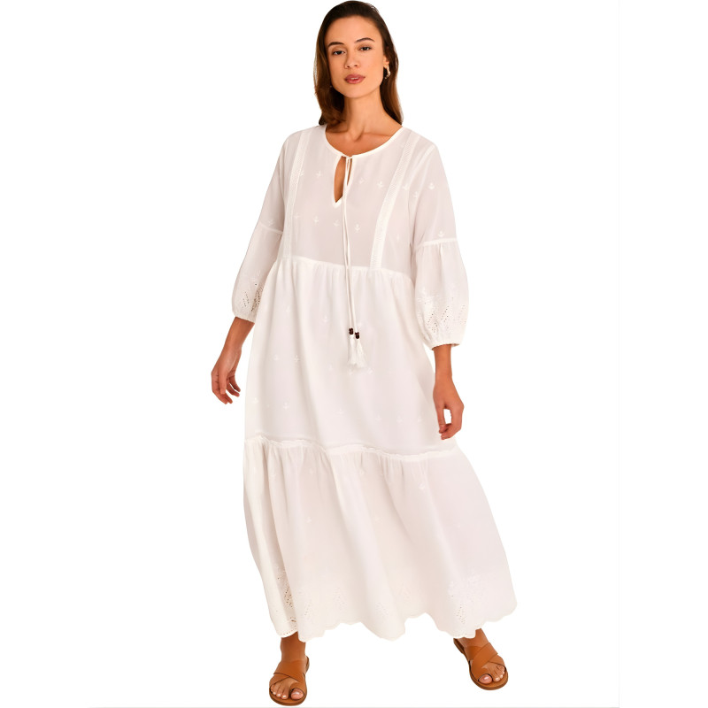 Robe estivale longue manches trois-quart Boho Chic